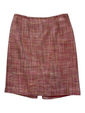 Valerie Stevens Red Tweed Pencil Skirt with Multi-Tone Weave